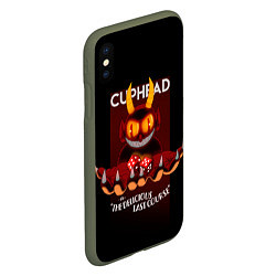 Чехол iPhone XS Max матовый Дьявол Cuphead, цвет: 3D-темно-зеленый — фото 2