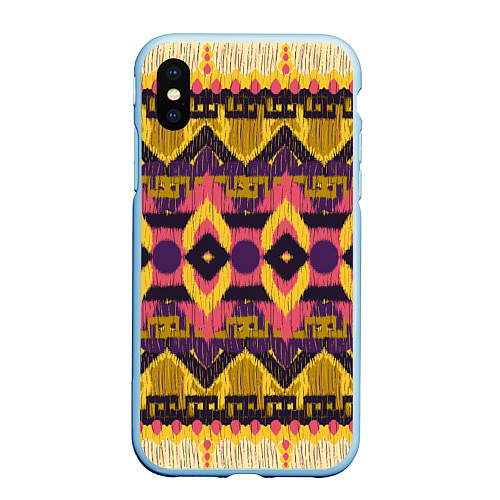 Чехол iPhone XS Max матовый Африканский узор орнамент из шерсти Africa Wool Pa / 3D-Голубой – фото 1