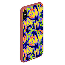 Чехол iPhone XS Max матовый Пятнистый желто-фиолетовый узор, цвет: 3D-красный — фото 2