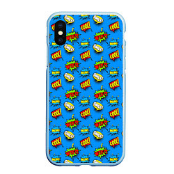 Чехол iPhone XS Max матовый POP ART - стикербомбинг, цвет: 3D-голубой