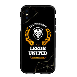 Чехол iPhone XS Max матовый Лого Leeds United и надпись Legendary Football Clu, цвет: 3D-черный