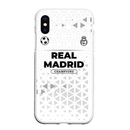 Чехол iPhone XS Max матовый Real Madrid Champions Униформа / 3D-Белый – фото 1