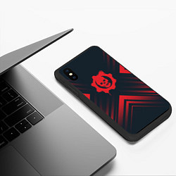 Чехол iPhone XS Max матовый Красный Символ Gears of War на темном фоне со стре, цвет: 3D-черный — фото 2