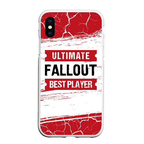 Чехол iPhone XS Max матовый Fallout: красные таблички Best Player и Ultimate / 3D-Белый – фото 1
