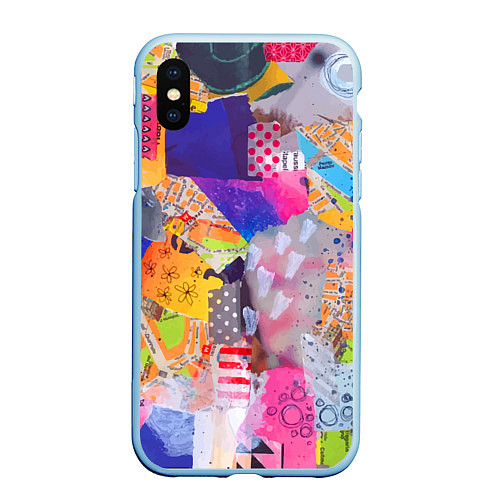 Чехол iPhone XS Max матовый Patchwork quilt Fashion trend / 3D-Голубой – фото 1