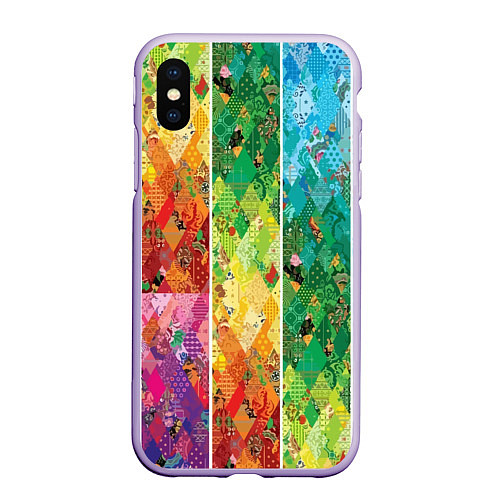 Чехол iPhone XS Max матовый Patchwork pattern / 3D-Светло-сиреневый – фото 1