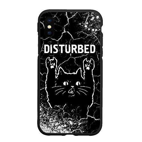 Чехол iPhone XS Max матовый Группа Disturbed и Рок Кот / 3D-Черный – фото 1