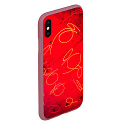 Чехол iPhone XS Max матовый Неоновые фонарики на поверхности - Красный, цвет: 3D-малиновый — фото 2