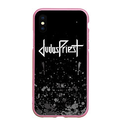 Чехол iPhone XS Max матовый Judas Priest брызги, цвет: 3D-розовый