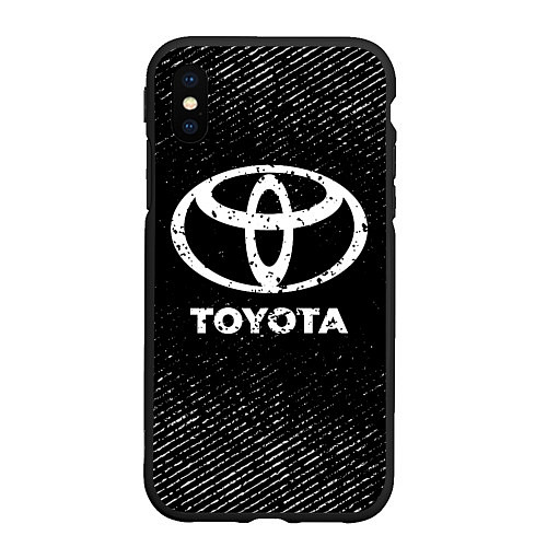 Чехол iPhone XS Max матовый Toyota с потертостями на темном фоне / 3D-Черный – фото 1