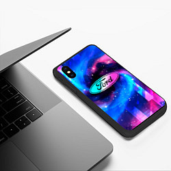 Чехол iPhone XS Max матовый Ford Неоновый Космос, цвет: 3D-черный — фото 2