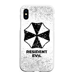 Чехол iPhone XS Max матовый Resident Evil с потертостями на светлом фоне, цвет: 3D-белый