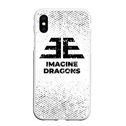 Чехол iPhone XS Max матовый Imagine Dragons с потертостями на светлом фоне, цвет: 3D-белый