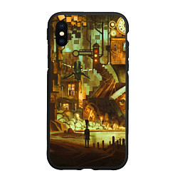 Чехол iPhone XS Max матовый Cool Steampunk painting, цвет: 3D-черный