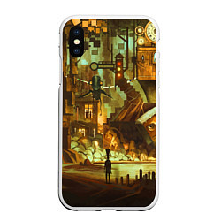 Чехол iPhone XS Max матовый Cool Steampunk painting, цвет: 3D-белый