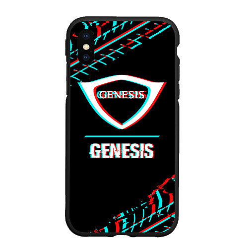 Чехол iPhone XS Max матовый Значок Genesis в стиле Glitch на темном фоне / 3D-Черный – фото 1