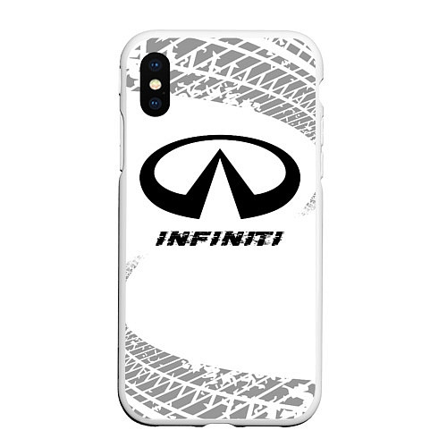 Чехол iPhone XS Max матовый Infiniti Speed на светлом фоне со следами шин / 3D-Белый – фото 1