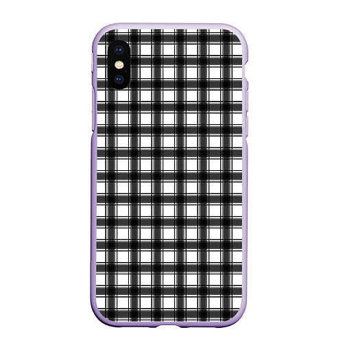 Чехол iPhone XS Max матовый Black and white trendy checkered pattern / 3D-Светло-сиреневый – фото 1