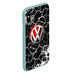 Чехол iPhone XS Max матовый Volkswagen Трещины, цвет: 3D-мятный — фото 2
