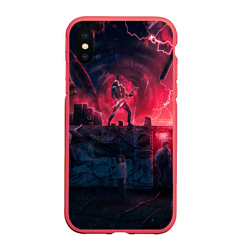 Чехол iPhone XS Max матовый Очень странные дела 4: Vecna season / 3D-Красный – фото 1