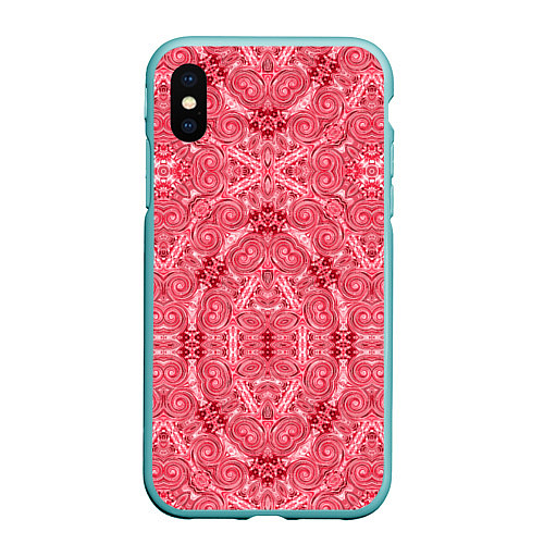 Чехол iPhone XS Max матовый Red ornament Arabic / 3D-Мятный – фото 1