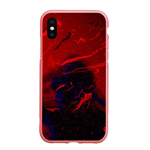 Чехол iPhone XS Max матовый Абстрактная краски и фигура - Красный / 3D-Баблгам – фото 1