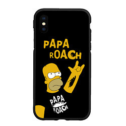 Чехол iPhone XS Max матовый Papa Roach, Гомер Симпсон, цвет: 3D-черный