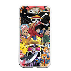 Чехол iPhone XS Max матовый One Pieceгерои, цвет: 3D-белый