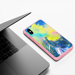 Чехол iPhone XS Max матовый Абстрактные краски и люди - Жёлтый, цвет: 3D-баблгам — фото 2