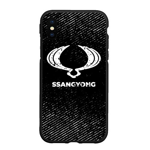 Чехол iPhone XS Max матовый SsangYong с потертостями на темном фоне / 3D-Черный – фото 1