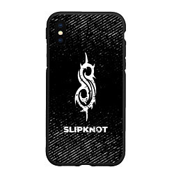 Чехол iPhone XS Max матовый Slipknot с потертостями на темном фоне