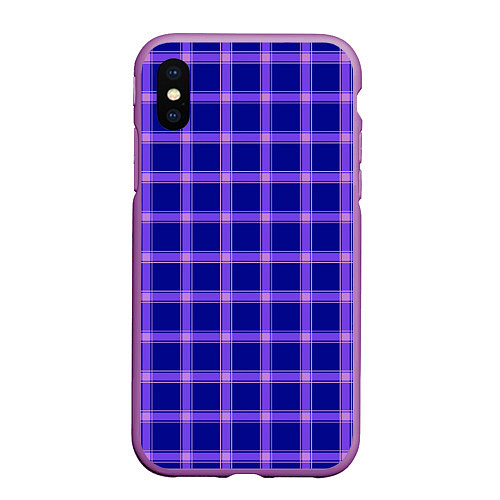 Чехол iPhone XS Max матовый Фиолетовый клетчатый узор / 3D-Фиолетовый – фото 1