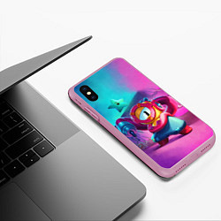 Чехол iPhone XS Max матовый Отис Бравл Старс, цвет: 3D-розовый — фото 2