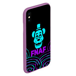 Чехол iPhone XS Max матовый FNAF Фредди neon, цвет: 3D-фиолетовый — фото 2