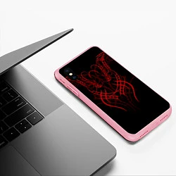 Чехол iPhone XS Max матовый Красный узор с глазами на спине, цвет: 3D-баблгам — фото 2