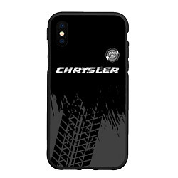 Чехол iPhone XS Max матовый Chrysler Speed на темном фоне со следами шин, цвет: 3D-черный