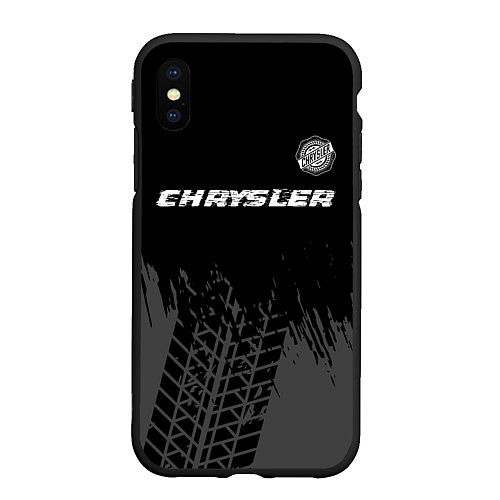 Чехол iPhone XS Max матовый Chrysler Speed на темном фоне со следами шин / 3D-Черный – фото 1