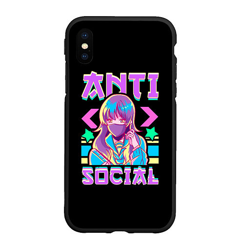 Чехол iPhone XS Max матовый Anti Social Антисоциальный / 3D-Черный – фото 1