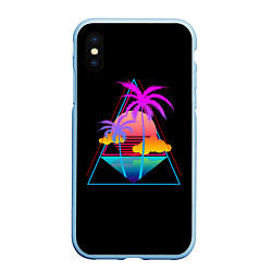 Чехол iPhone XS Max матовый Ретро пейзаж, цвет: 3D-голубой