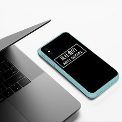 Чехол iPhone XS Max матовый Anti Social Dead Inside, цвет: 3D-мятный — фото 2