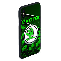 Чехол iPhone XS Max матовый ШКОДА - Зеленая техно броня, цвет: 3D-черный — фото 2
