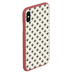 Чехол iPhone XS Max матовый Черные сердечки паттерн, цвет: 3D-красный — фото 2