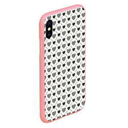 Чехол iPhone XS Max матовый Сердечки черно-белые паттерн, цвет: 3D-баблгам — фото 2