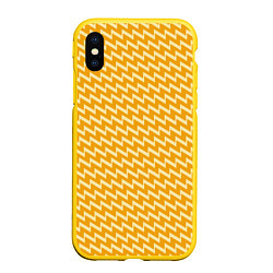 Чехол iPhone XS Max матовый Желтые зиг-заги, цвет: 3D-желтый