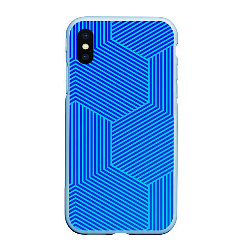 Чехол iPhone XS Max матовый Blue geometry линии / 3D-Голубой – фото 1