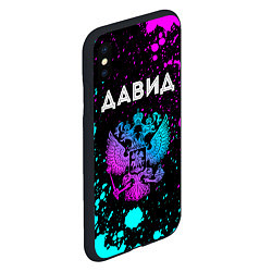 Чехол iPhone XS Max матовый Давид - неоновый герб России, цвет: 3D-черный — фото 2