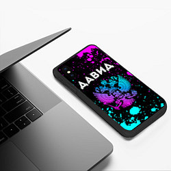 Чехол iPhone XS Max матовый Давид - неоновый герб России, цвет: 3D-черный — фото 2