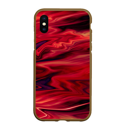 Чехол iPhone XS Max матовый Красный абстрактный модный узор / 3D-Коричневый – фото 1