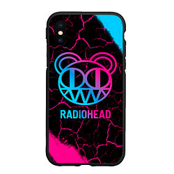 Чехол iPhone XS Max матовый Radiohead - neon gradient, цвет: 3D-черный