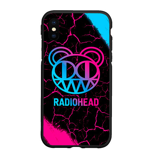 Чехол iPhone XS Max матовый Radiohead - neon gradient / 3D-Черный – фото 1